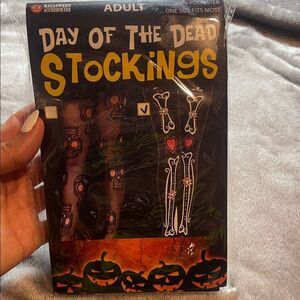 Day of the Dead Stockings - Black NEW